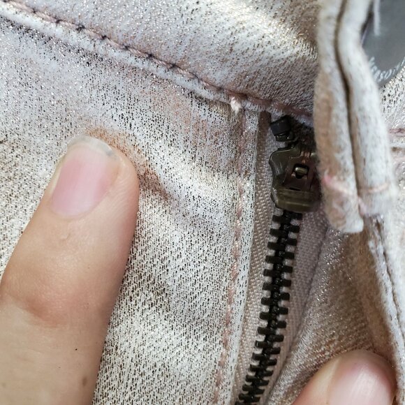 Versona Jeans Womens 29 Gold Shimmer Contemporary Metallic Stretch Skinny Denim - Picture 10 of 11